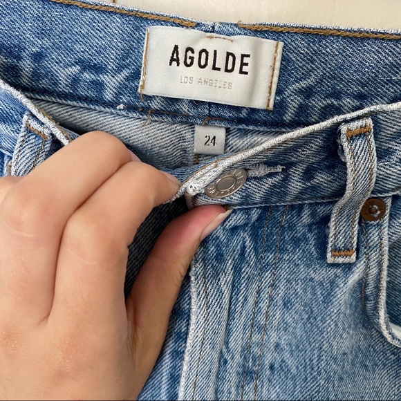 Agolde Cherie High Rise Straight Raw Hem Merit Light Wash Jean 24 - Picture 4 of 10